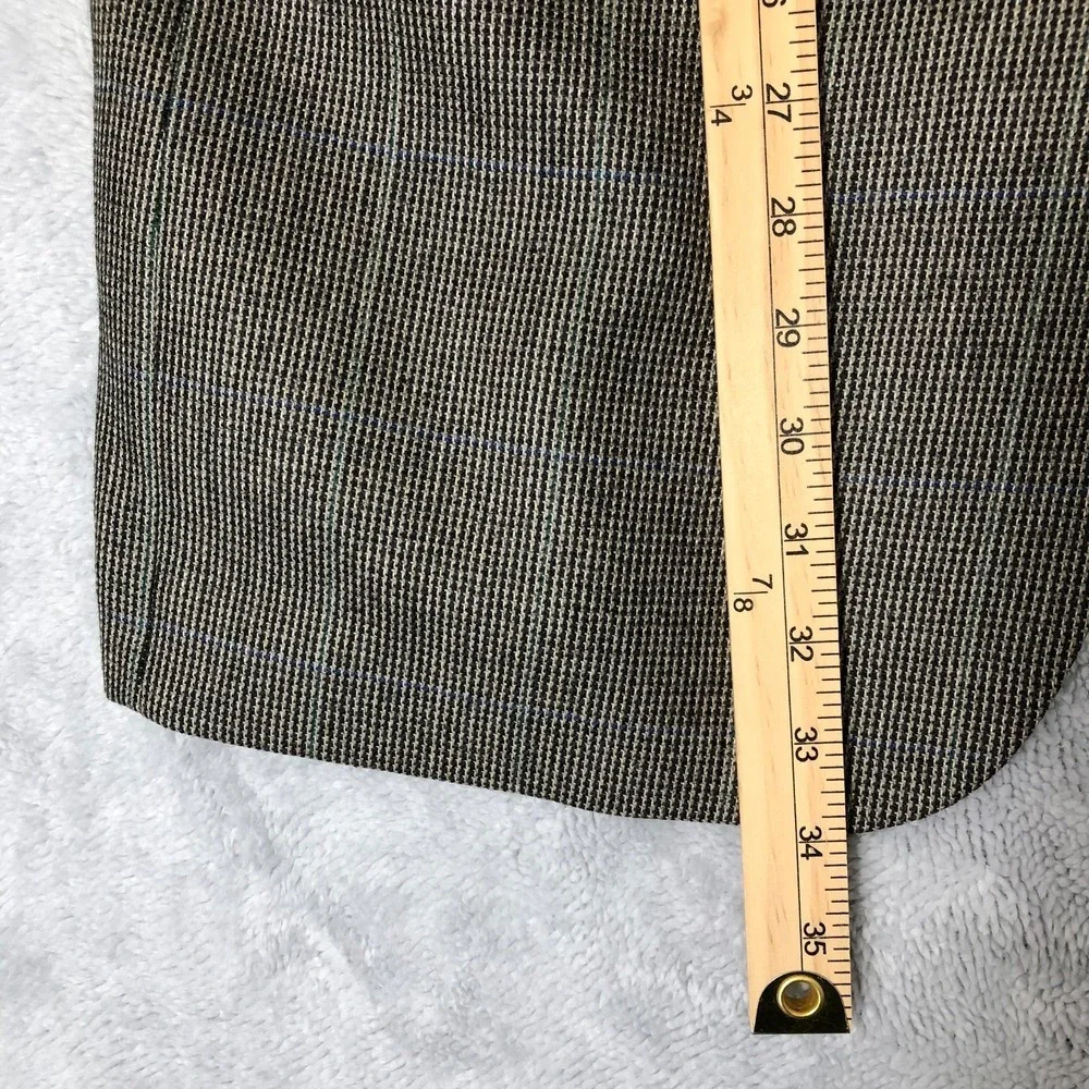 Chaps Blazer Mens 42L Brown Houndstooth Sport Coat Suit Jacket Formal Lambs Wool